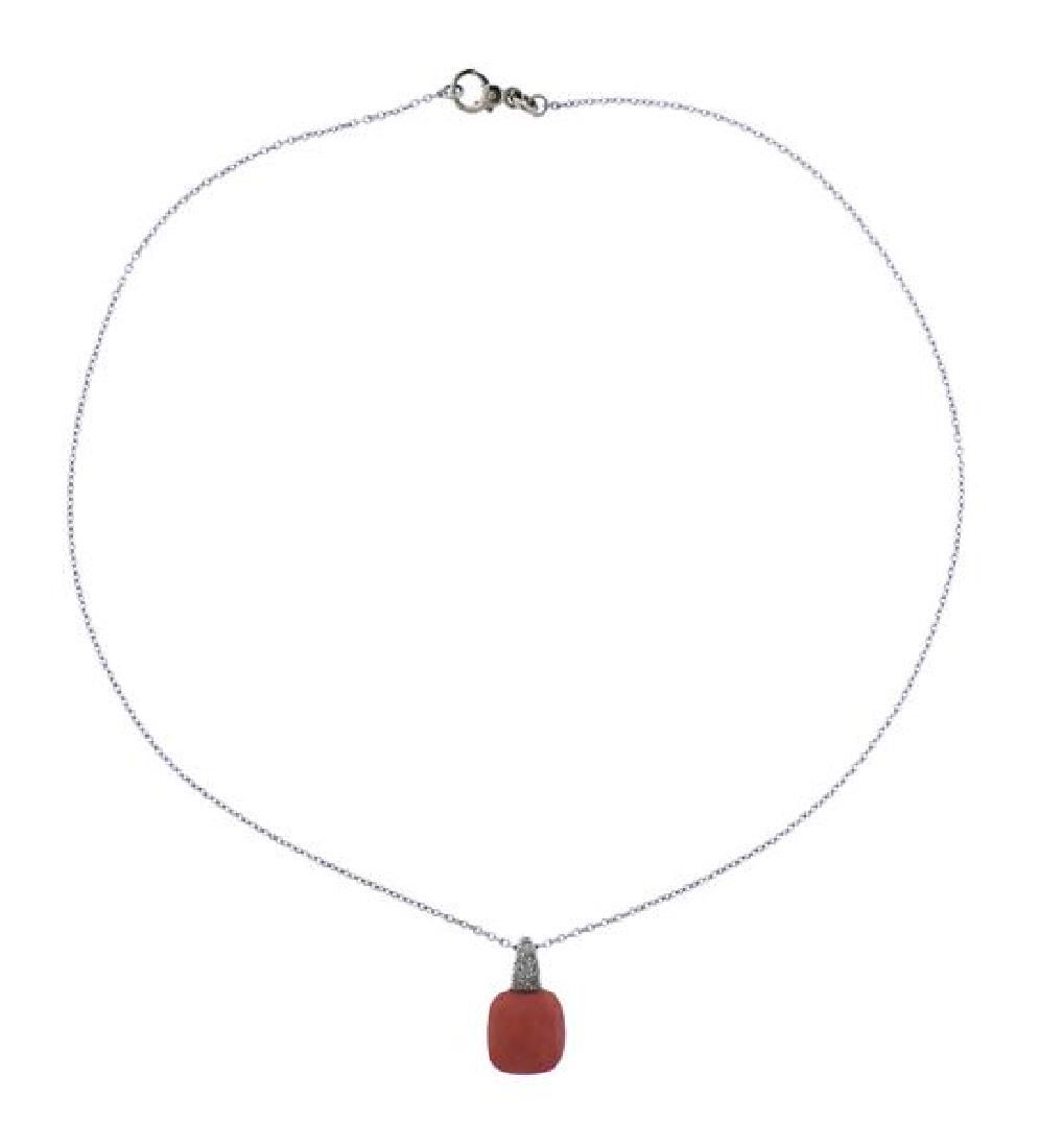 Pomellato Capri 18k Gold Diamond Coral Pendant Necklace (1 of 3)