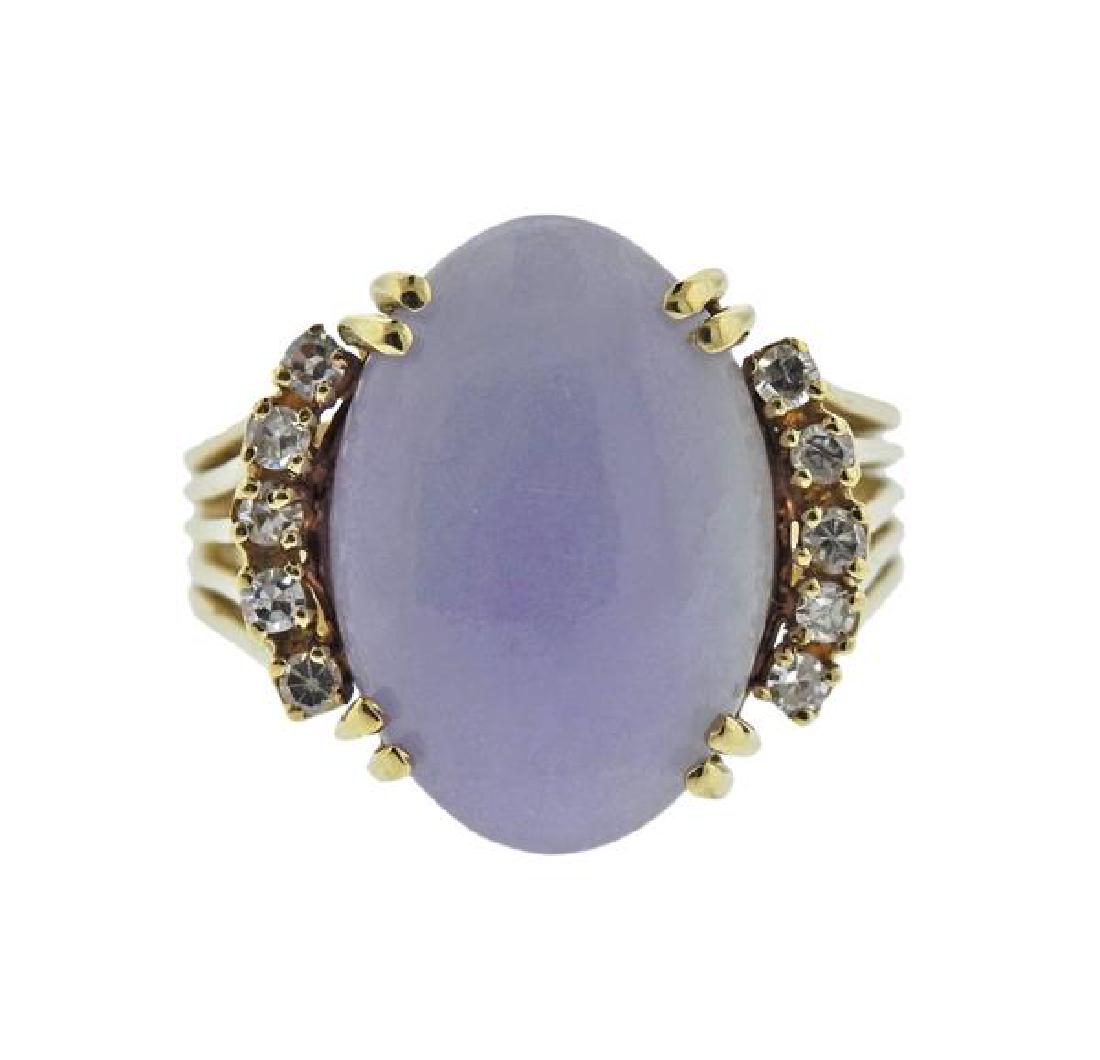 18K Gold Diamond Lavender Jade Ring (1 of 3)