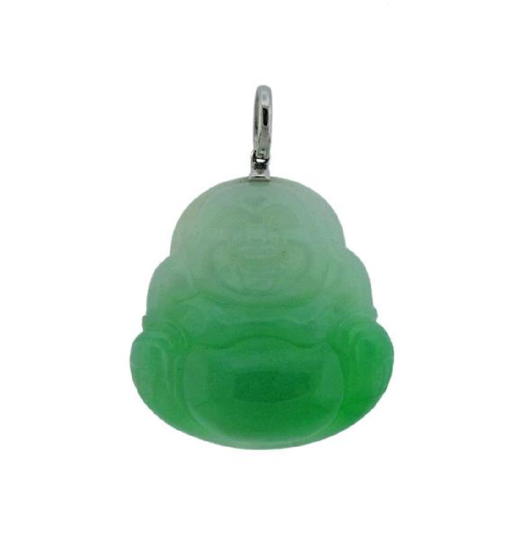 Certified Buddha Carved Jade 18k Gold Pendant (1 of 5)