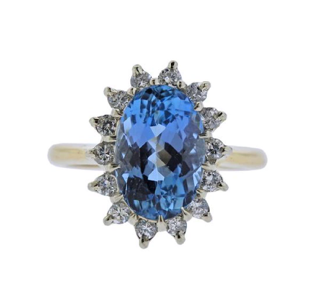 14k Gold Diamond Blue Stone Ring (1 of 3)