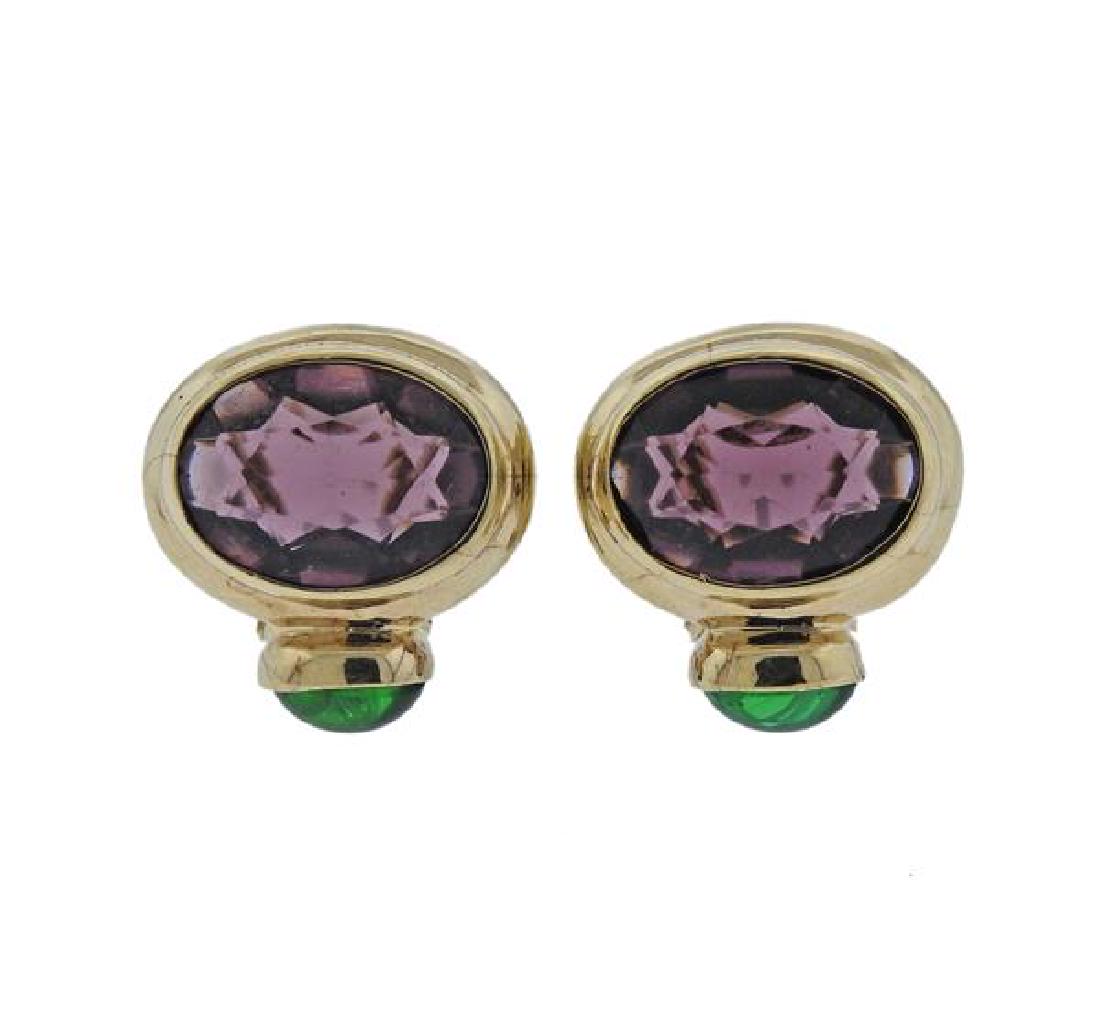 14k Gold Multi Color Stone Earrings (1 of 4)