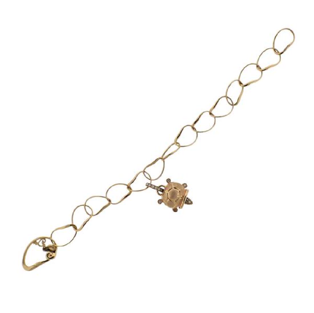 Chantecler 18k Rose Gold Diamond Turtle Charm Bracelet (1 of 5)