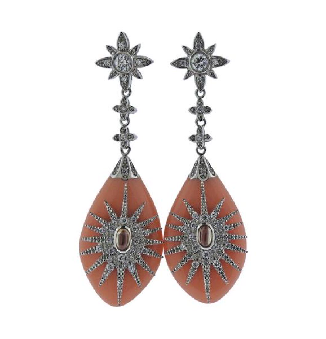 Miriam Salat Silver Color Stone Drop Costume Earrings (1 of 5)