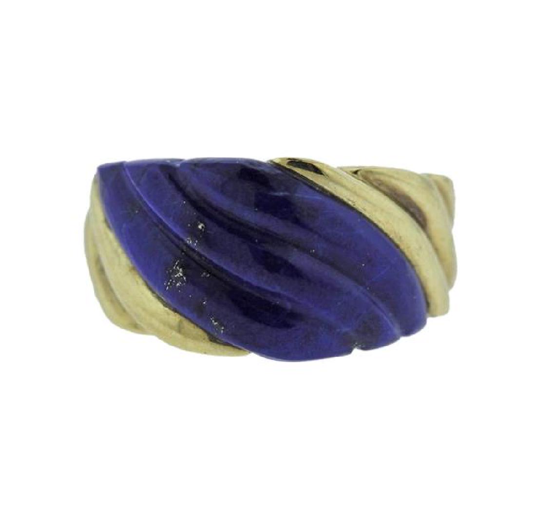 14k Gold Carved Lapis Ring (1 of 5)