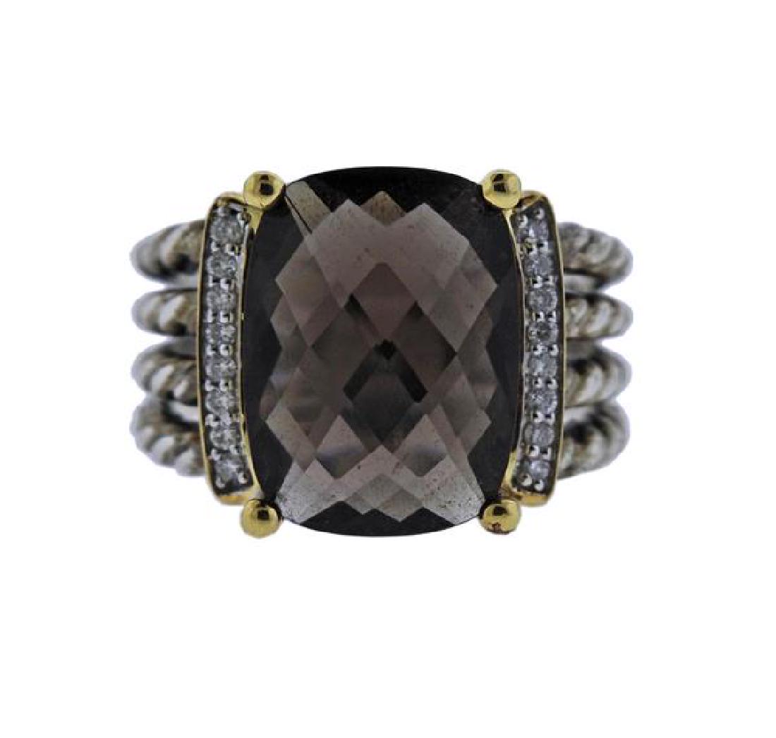 David Yurman Wheaton Silver 18k Gold Topaz Diamond Ring (1 of 3)