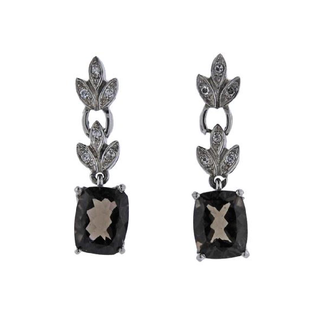 14k Gold Smokey Quartz Diamond Earrings (1 of 3)