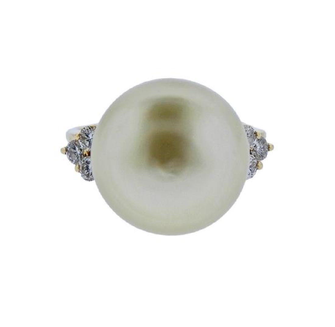 14k Gold South Sea Pearl Diamond Ring (1 of 3)