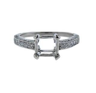 Sophia D Platinum Diamond Engagement Ring Setting: METAL: Platinum. MEASUREMENTS: Ring size - 6.75, center will fit approx. 7mm x 6.9mm stone. GEMSTONES: Setting diamonds approx. 0.30ctw. MARKED: Sophia D, plat, 1334. WEIGHT: 4 grams.Gemstones have no