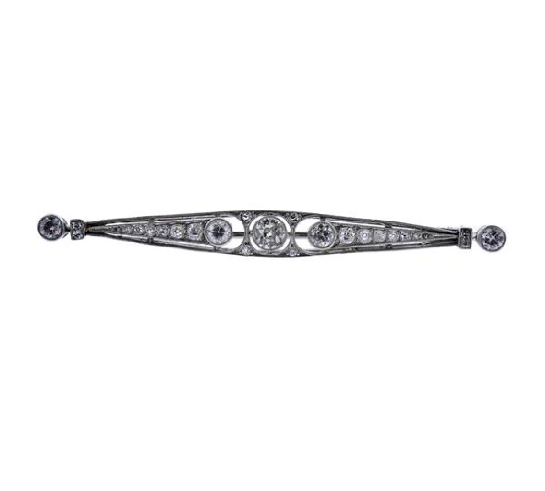 Art Deco Platinum Diamond Pin Brooch (1 of 3)