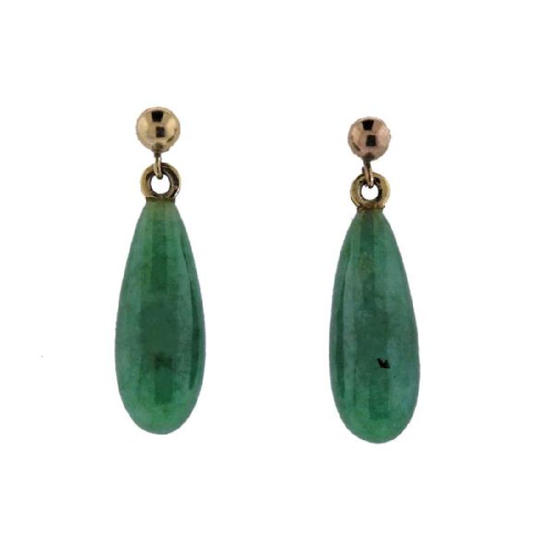 14K Gold Jade Drop Earrings (1 of 2)