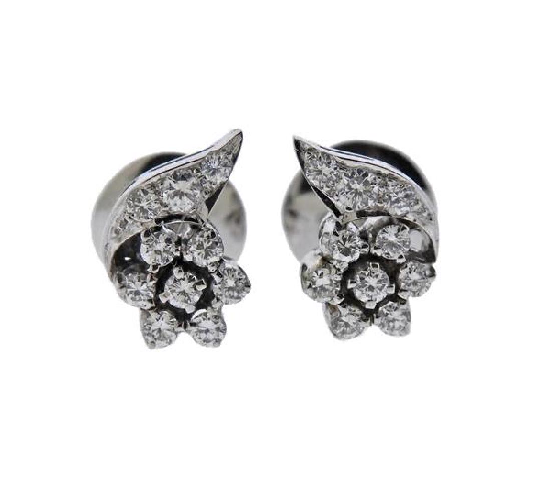 18K Gold Diamond Flower Earrings (1 of 2)