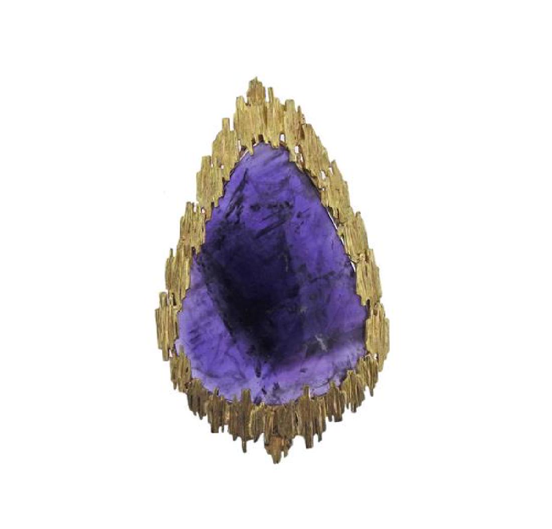 18K Gold Amethyst Teardrop Pendant (1 of 3)