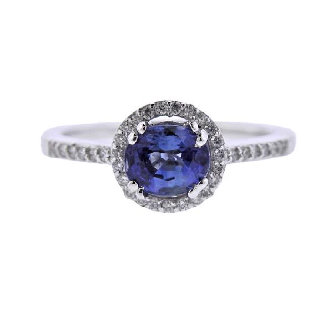14K Gold Diamond Blue Stone Ring (1 of 3)