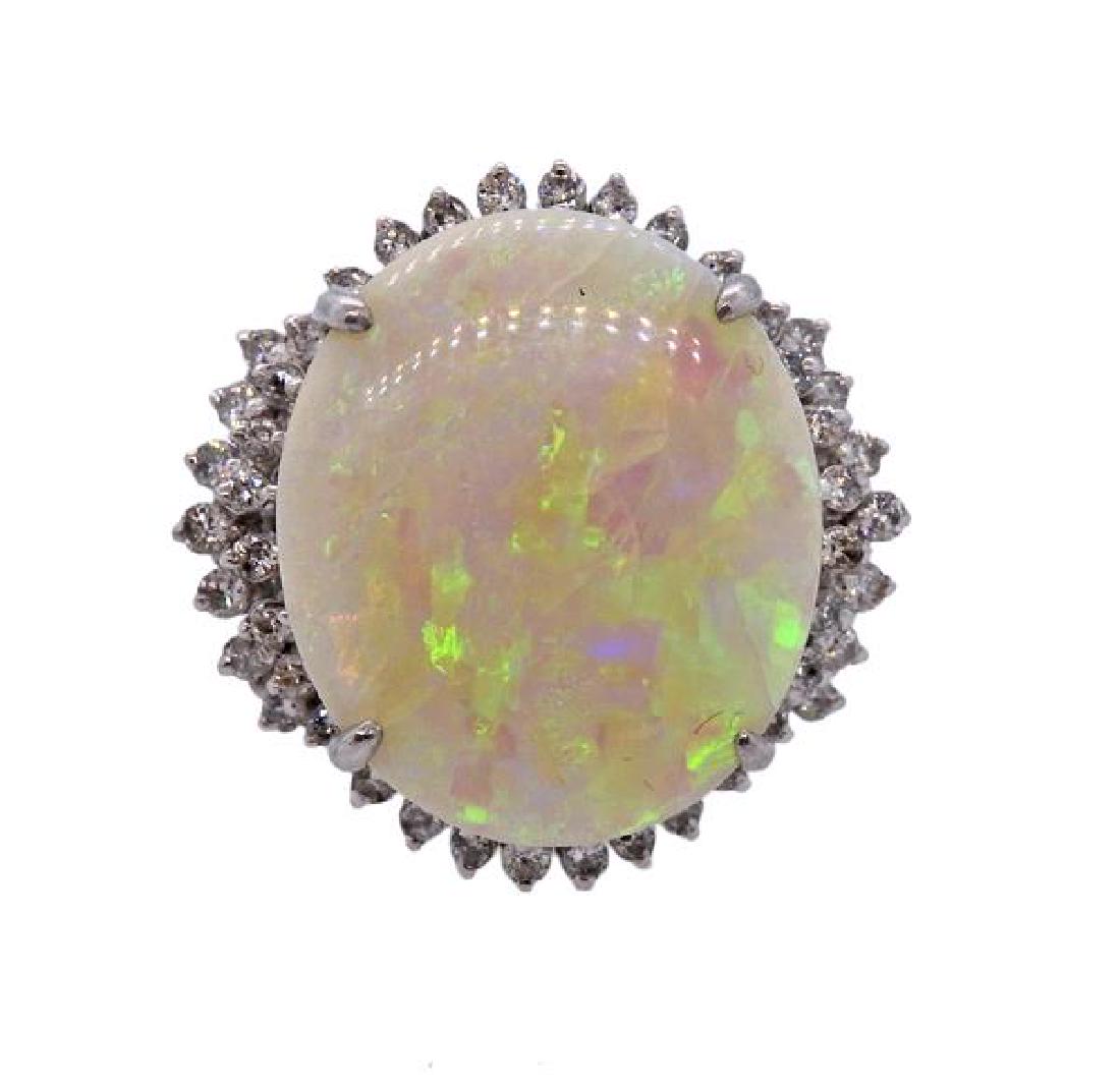 Platinum 15.45ct Opal Diamond Cocktail Ring (1 of 5)