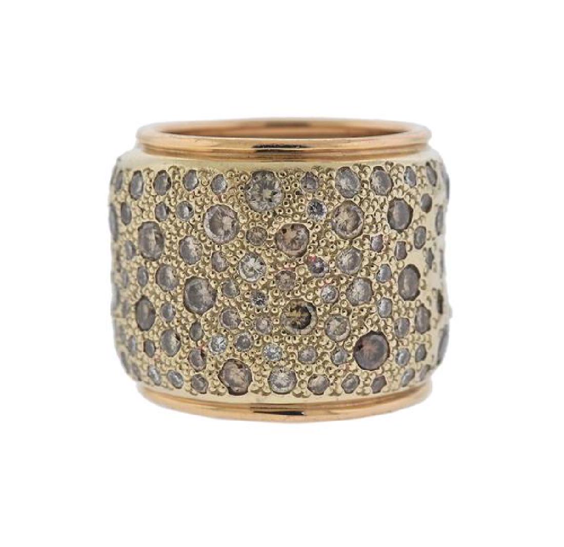 Pomellato Sabia 18K Gold Diamond Wide Band Ring (1 of 4)