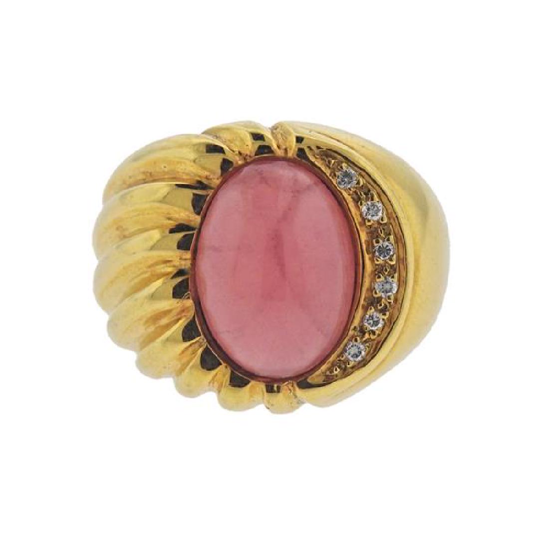 18K Gold Diamond Pink Gemstone Ring (1 of 3)