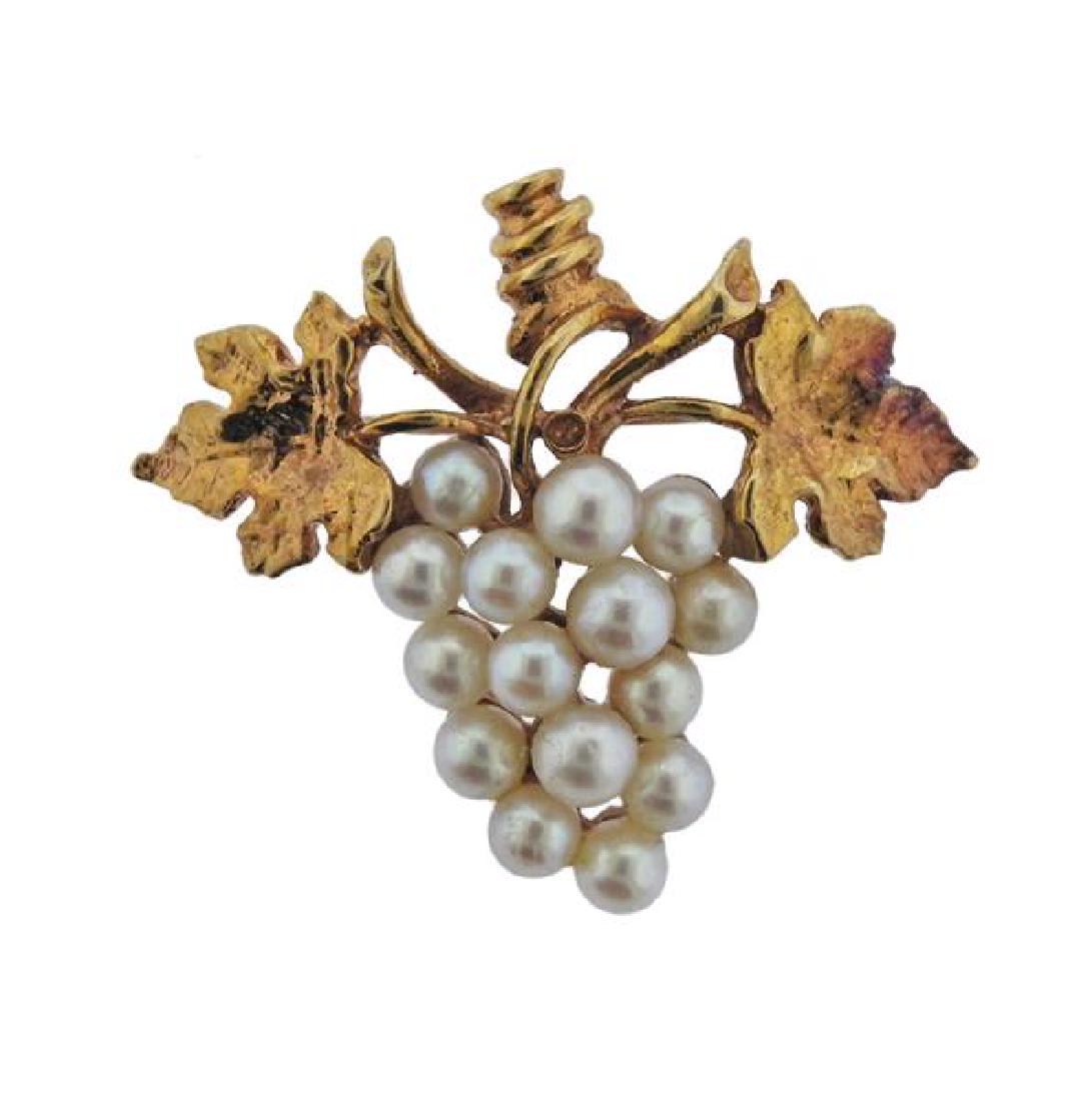 14K Gold Pearl Grape Bunch Brooch (1 of 3)