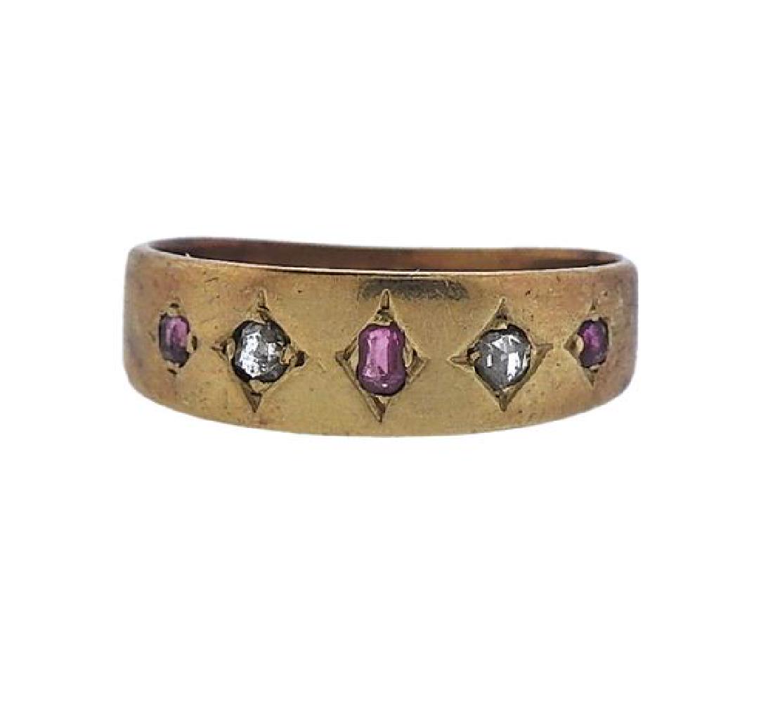 Antique 18k Gold Diamond Ruby Ring (1 of 5)