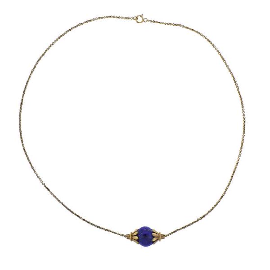 14K Gold Lapis Bead Pendant Necklace (1 of 3)