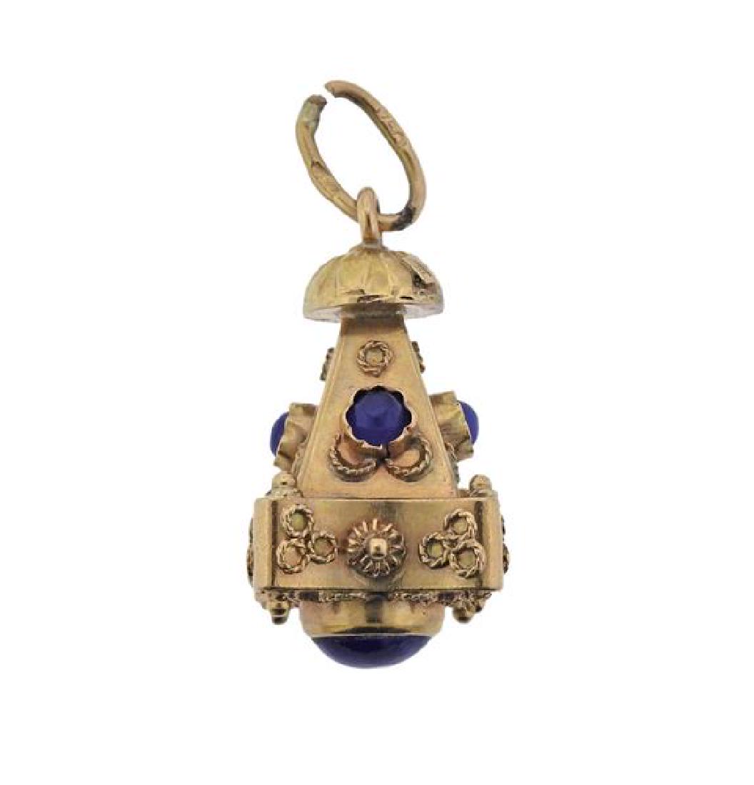 Etruscan 18K Gold Blue Stone Charm Pendant (1 of 3)