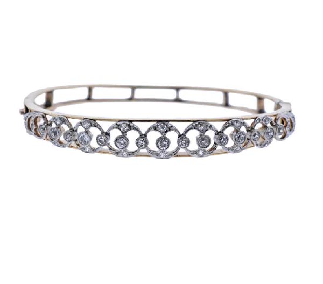 14K Gold Platinum Diamond Bangle Brcaelet (1 of 5)