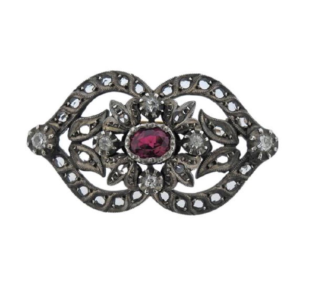 14k Gold Silver Color Brooch Pin (1 of 3)