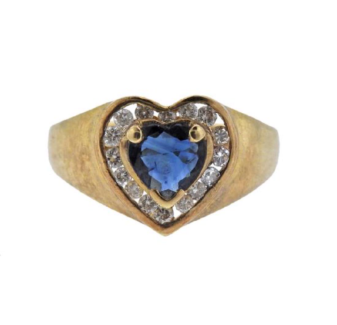 14K Gold Diamond Sapphire Heart Ring (1 of 3)