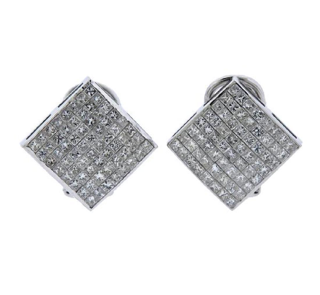 14k Gold Invisible Princess Cut 3ctw Diamond Earrings (1 of 3)