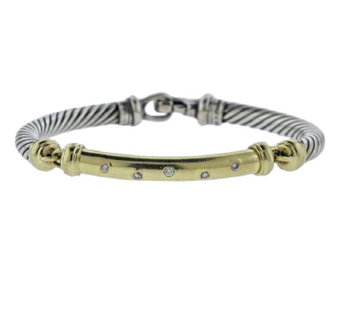 David Yurman 14K Gold Sterling Diamond Bracelet (1 of 4)
