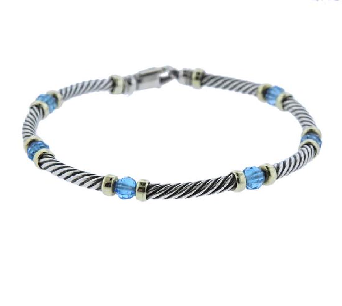 David Yurman 14K Gold Sterling Blue Stone Bracelet (1 of 3)