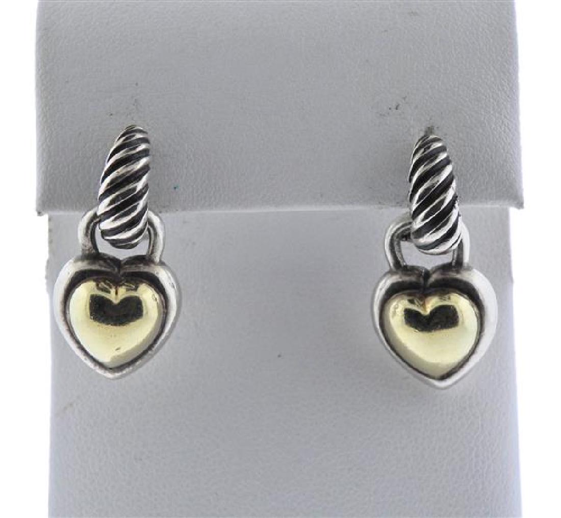 David Yurman Sterling 14K Gold Heart Drop Earrings (1 of 3)