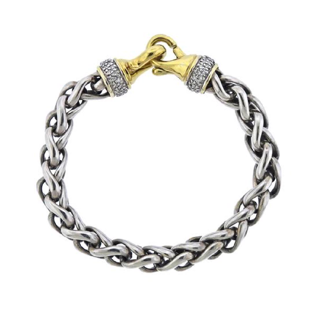 David Yurman 18K Gold Sterling Diamond Chain Bracelet (1 of 4)