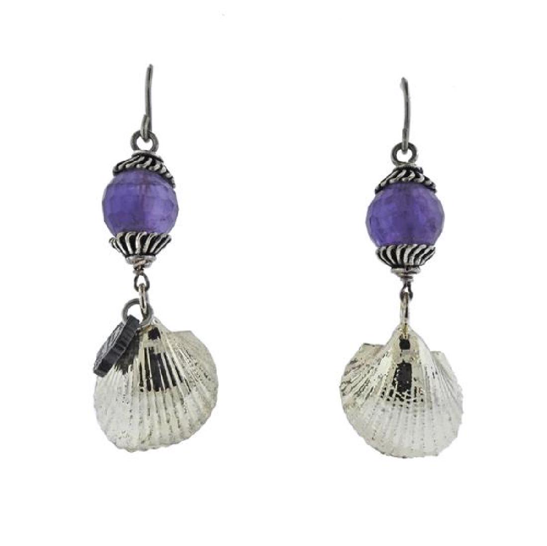 Buccellati Silver Shell Amethyst Earrings (1 of 3)