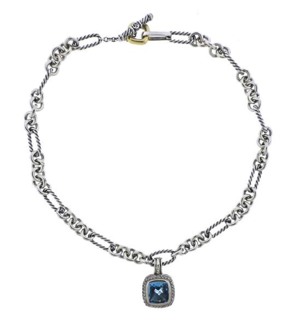 David Yurman 18K Gold Silver Diamond Blue Stone Pendant (1 of 5)