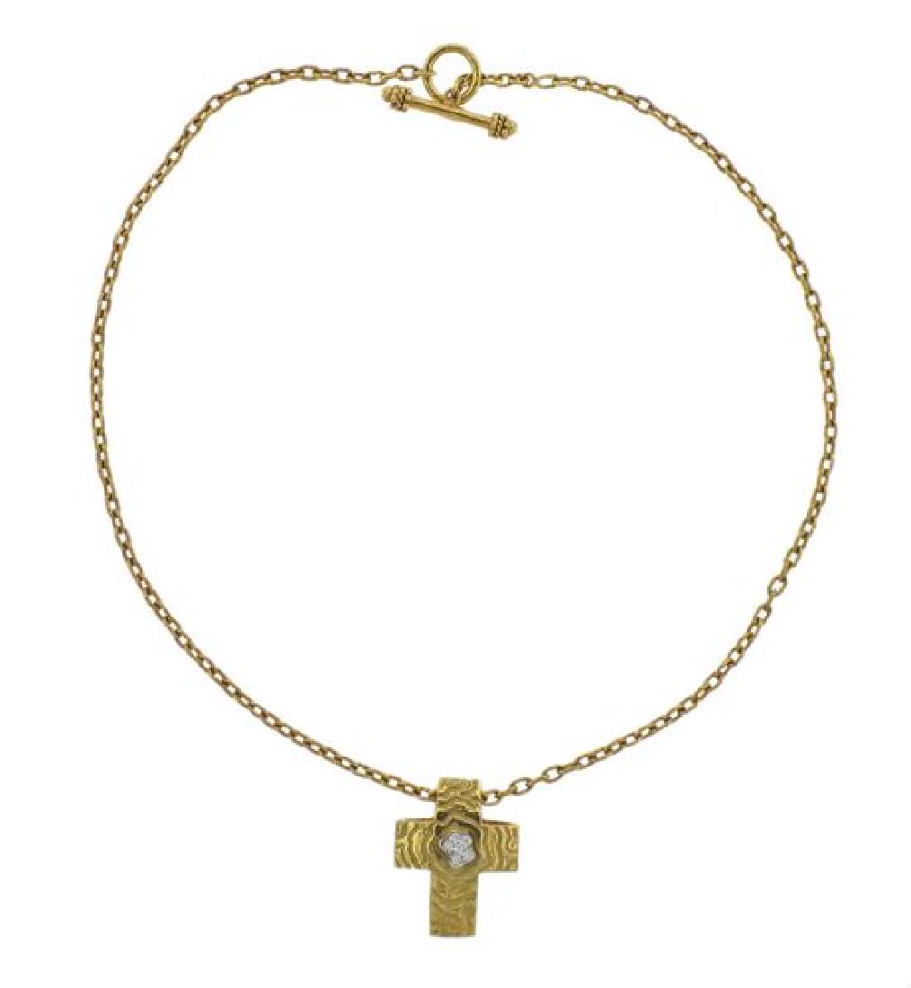 Elizabeth Locke 18k Gold Toggle Necklace Diamond (1 of 5)