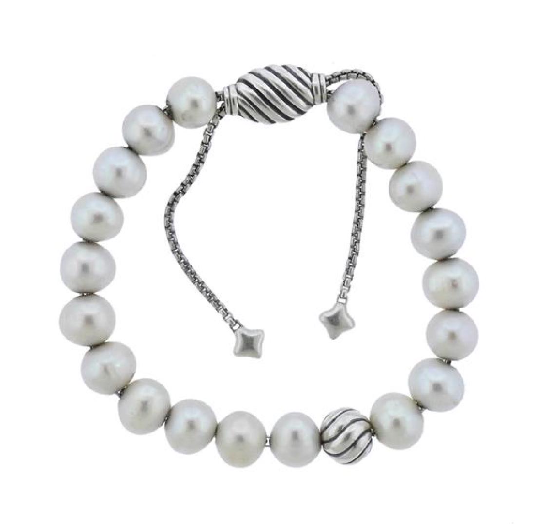 David Yurman Sterling Silver Pearl Bracelet (1 of 3)
