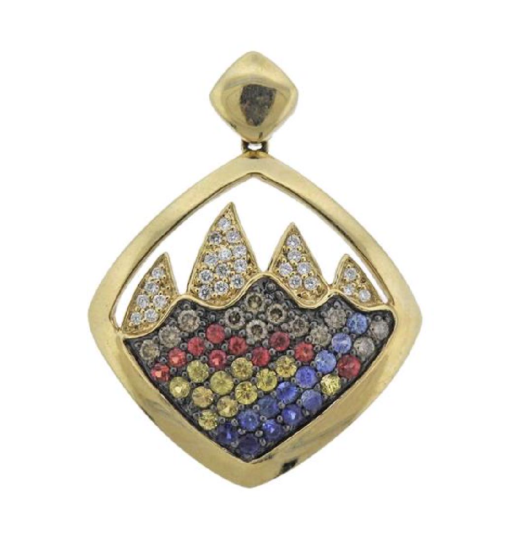 Parle 14K Gold Diamond Colored Stone Pendant (1 of 3)