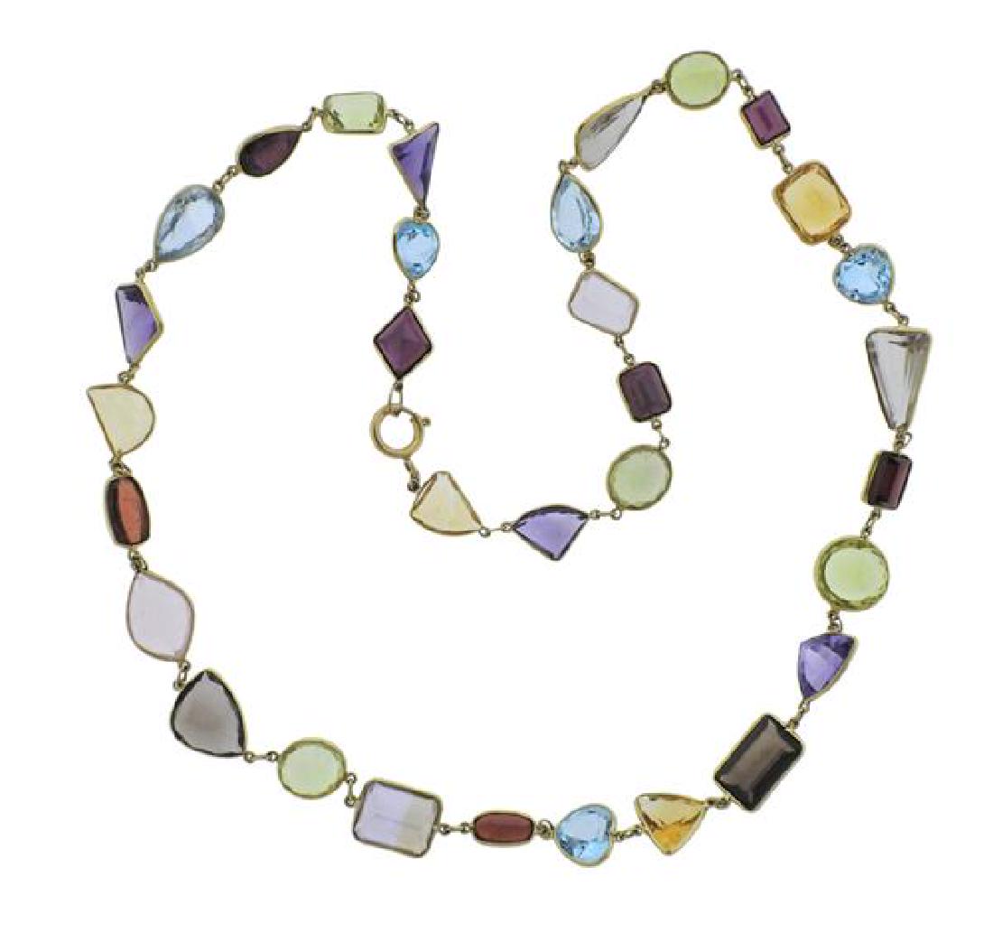 18K Gold Multi Color Stone Necklace (1 of 3)