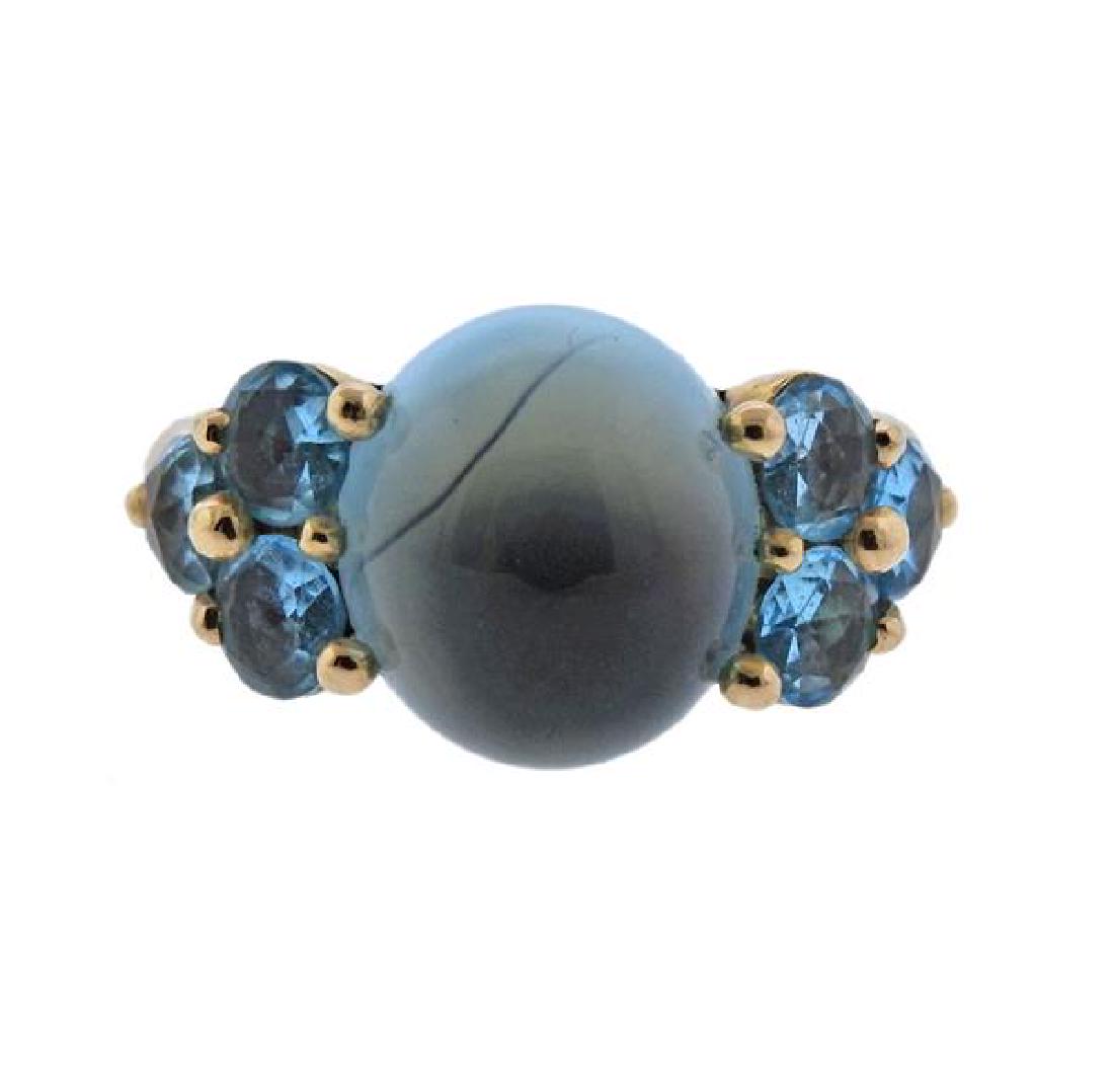 Pomellato Luna 18K Gold Blue Topaz Ring (1 of 3)