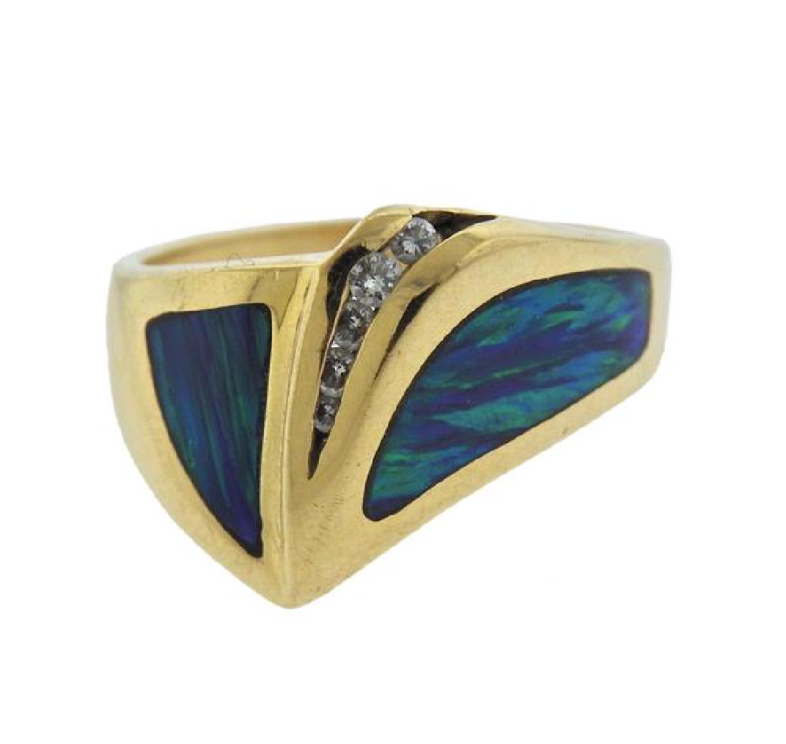 14K Gold Diamond Opal Ring (1 of 3)