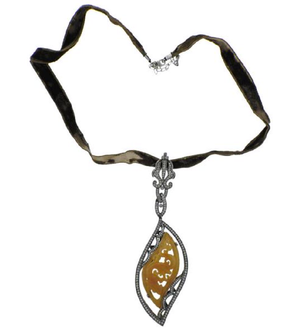 Bochic 18K Gold Diamond Carved Jade Pendant Necklace (1 of 4)