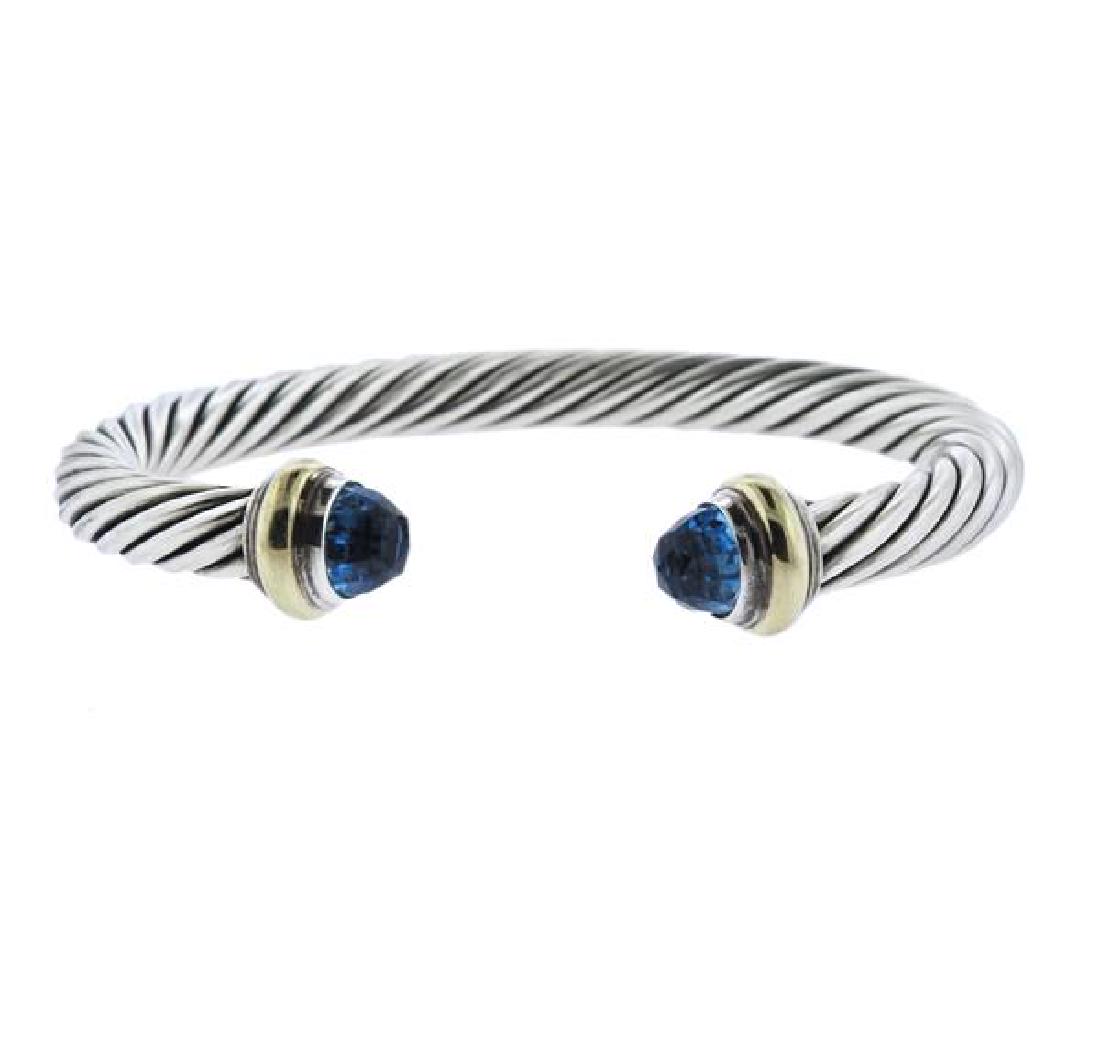 David Yurman Gold Sterling Blue Stone Bracelet (1 of 3)