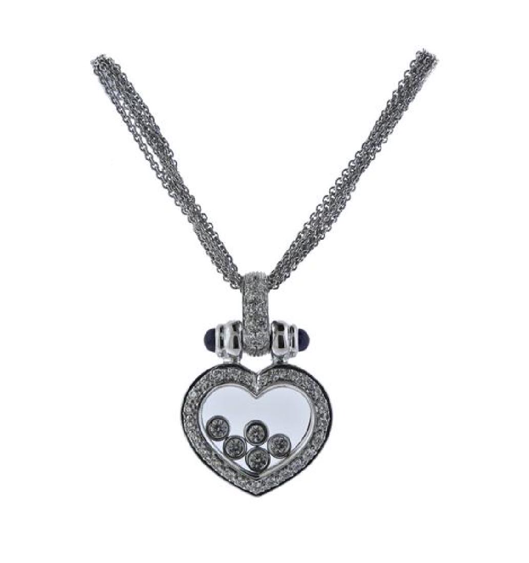 18K 14K Gold Diamond Blue Stone Heart Pendant Necklace (1 of 4)
