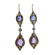 18K Gold Diamond Pink Blue Sapphire Drop Earrings
