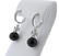 18K Gold Diamond Black Stone Drop Hoop Earrings - 2