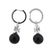 18K Gold Diamond Black Stone Drop Hoop Earrings - 3