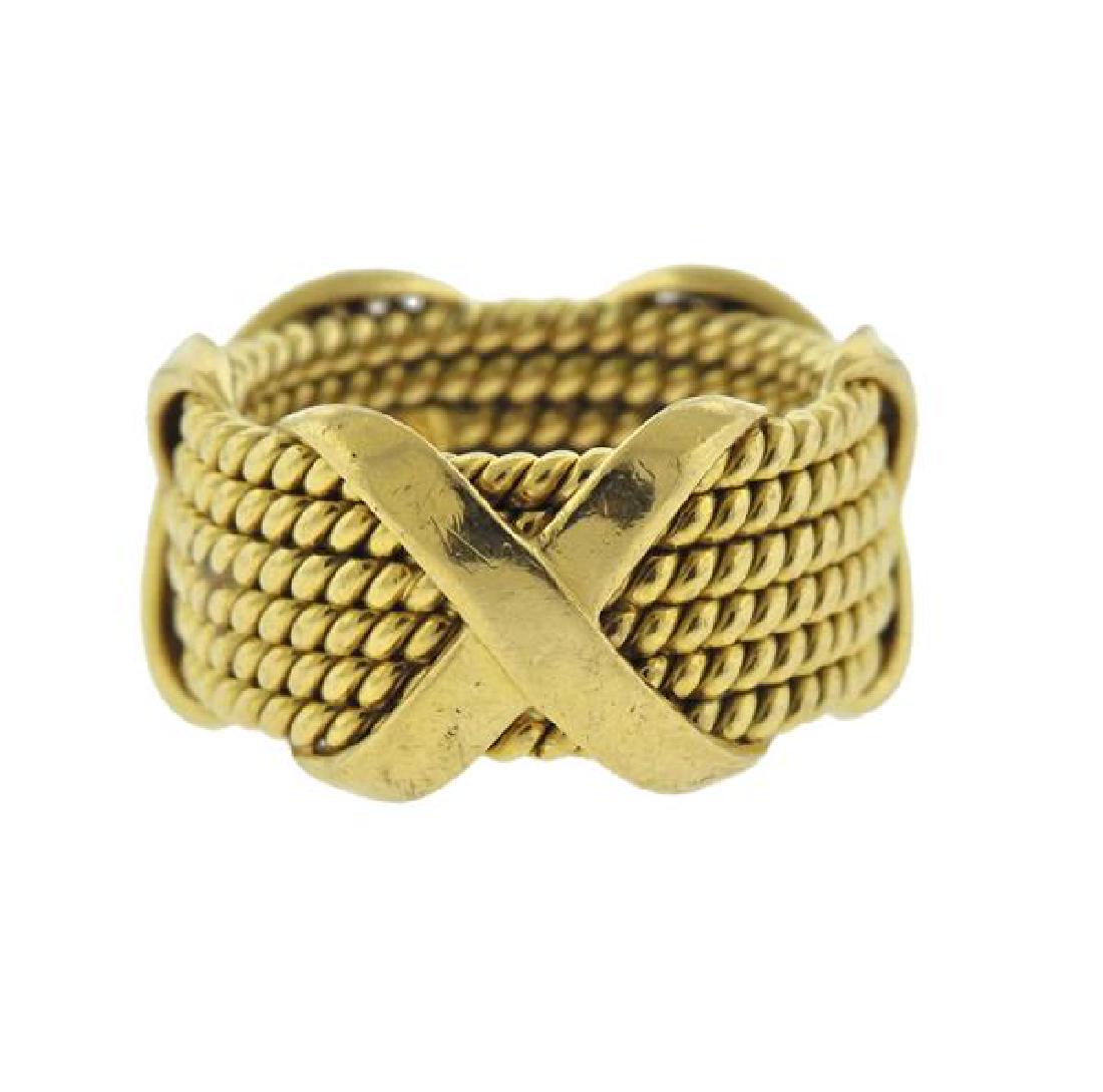 Tiffany & Co Schlumberger 18k Gold X Rope Ring (1 of 2)