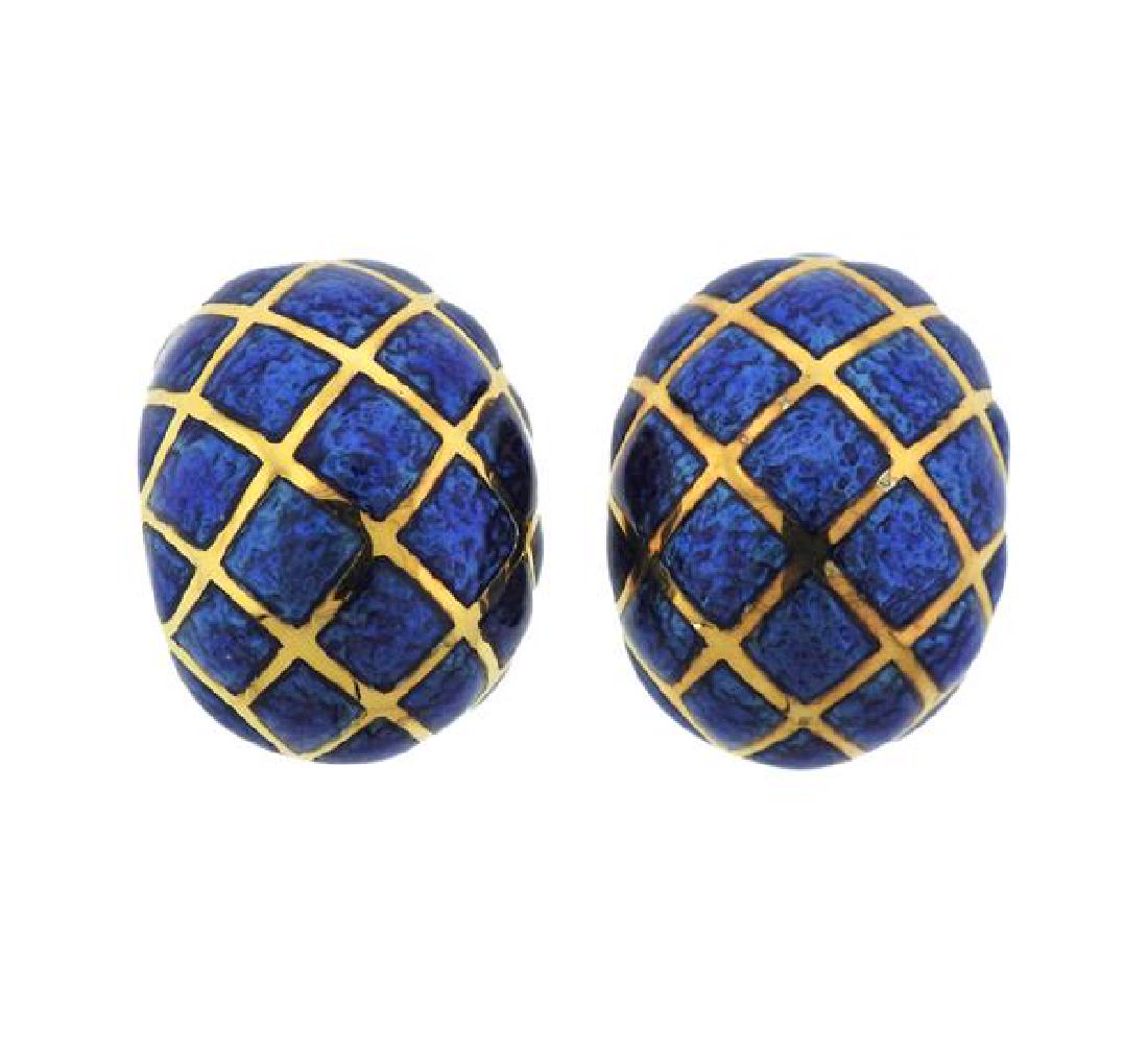 David Webb 18K Gold Enamel Dome Earrings (1 of 4)