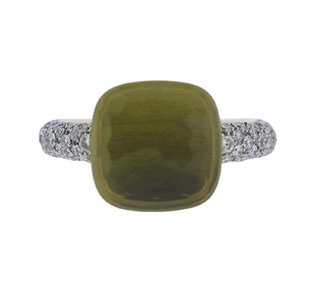 Pomellato Nudo 18K Gold Diamond Quartz Ring (1 of 3)
