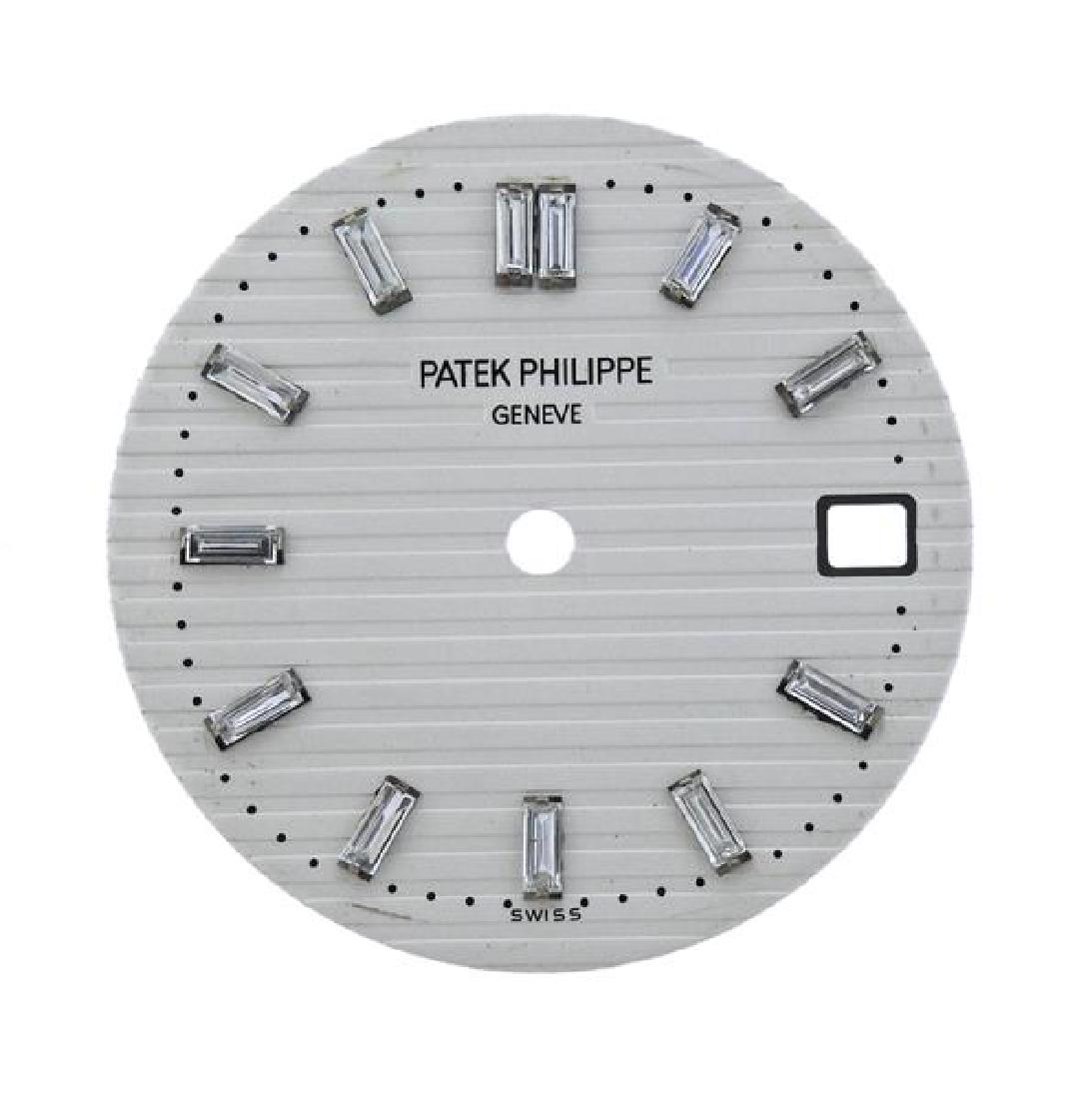 Patek Philippe Watch Diamond Dial: Patek Philippe Watch dial decorated with 11 diamonds. Diameter 30mm. Marked on back 999. THNT1 Swiss HJH.All items presented in this auction are sold AS IS. Please refer to the pictures provided and a